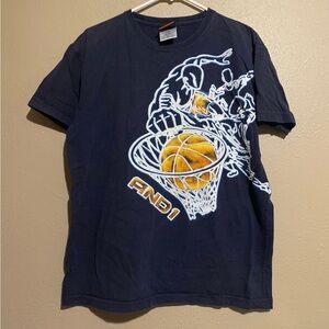 Y2K AND1 Basketball Slam Dunk Graphic Navy Blue T-Shirt Youth XL (16/18)